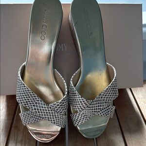 Jimmy Choo Women's Snakeskin Napa leather Slide Sandals - Cream